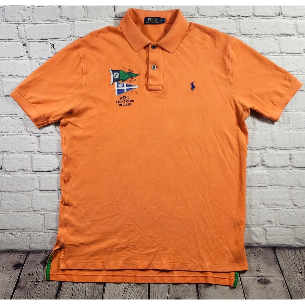 Polo Ralph Lauren Mens Orange Yacht Club 1st Class Polo Shirt Large L